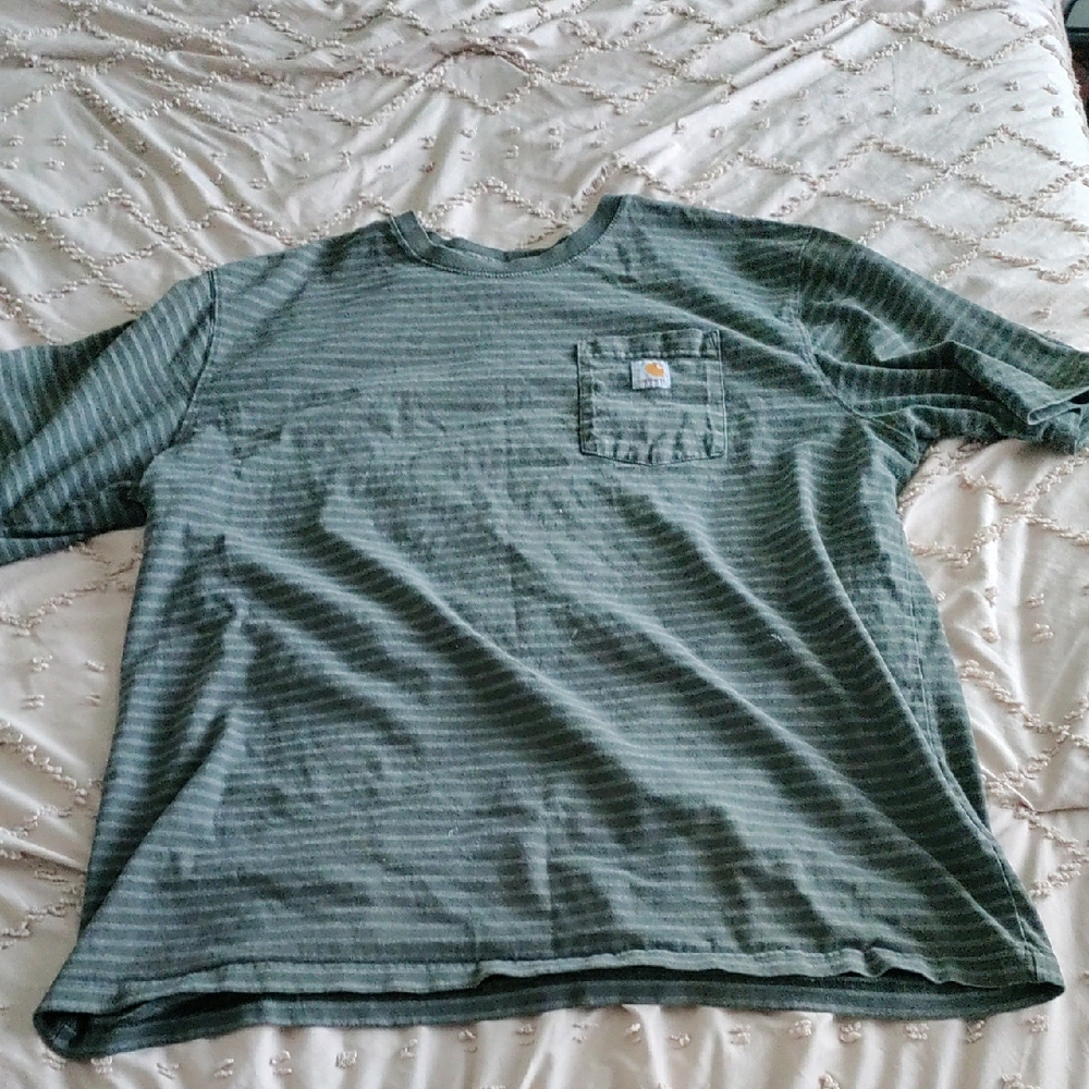 Carhartt Men's Green Striped Shirt
